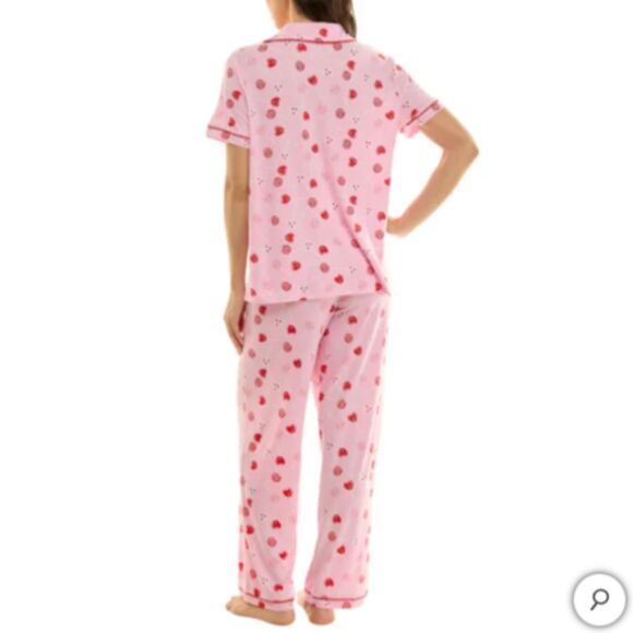 Jaclyn Womens Valentines Day Pajama Set 3-Piece Notch Collar PJ Sleepwear Hearts - Picture 4 of 7